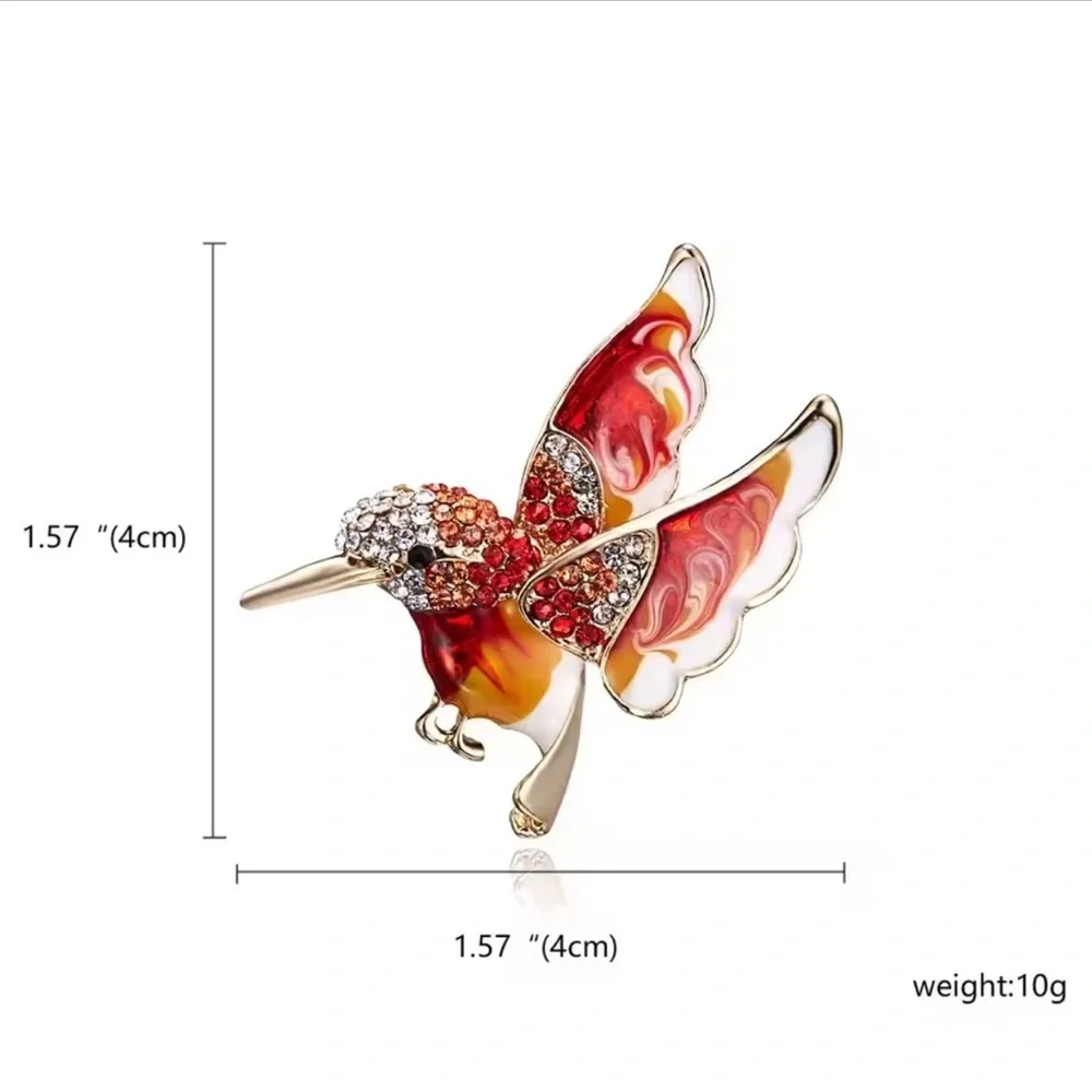 Anthropologie Multicolor Hummingbird Brooch